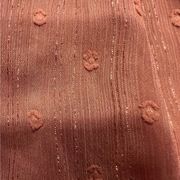 🤎❤️👚BY THE RIVER Anthropologie Rusty Rose Metallic Blouse Shirt Top NWT - Picture 9 of 12
